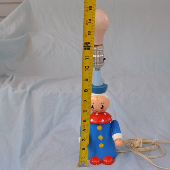 underwriters' laboratories vintage nursery desk light blue wood clown (w582) - Picture 2 of 13